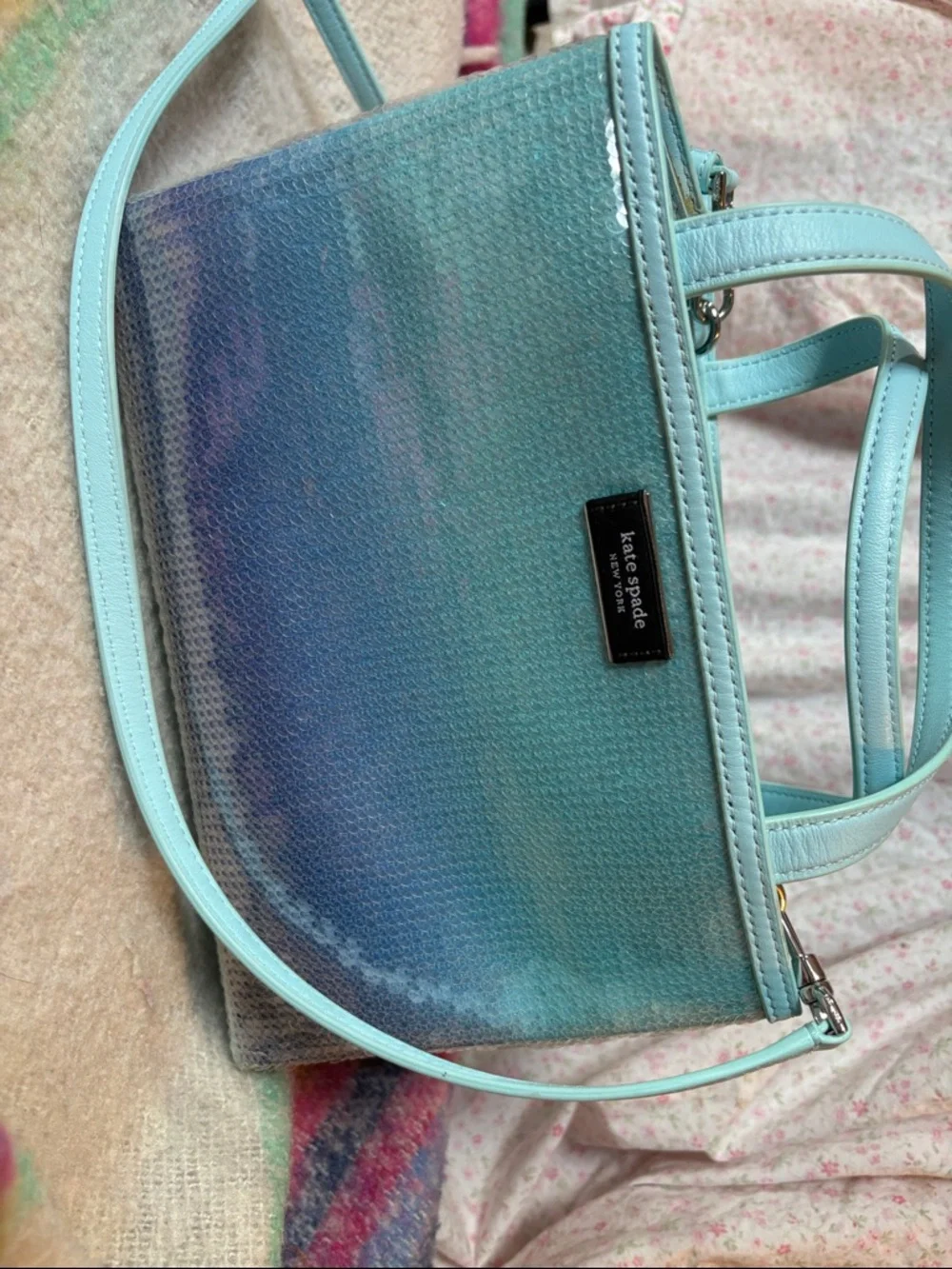 Kate Spade Mint to Blue Ombre Sequin Tote